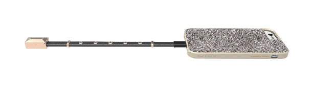 Rebecca Minkoff's bracelet for Case-Mate connects to a USB cable to sync and charge mobile devices.