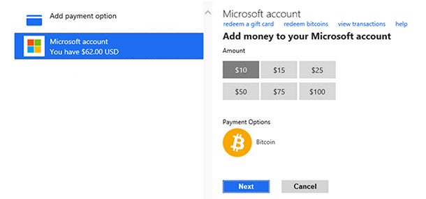 microsoft accepts bitcoin