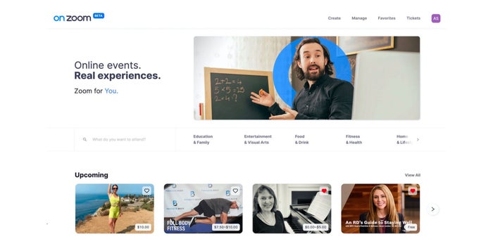 Zoom lanza un mercado de eventos virtuales