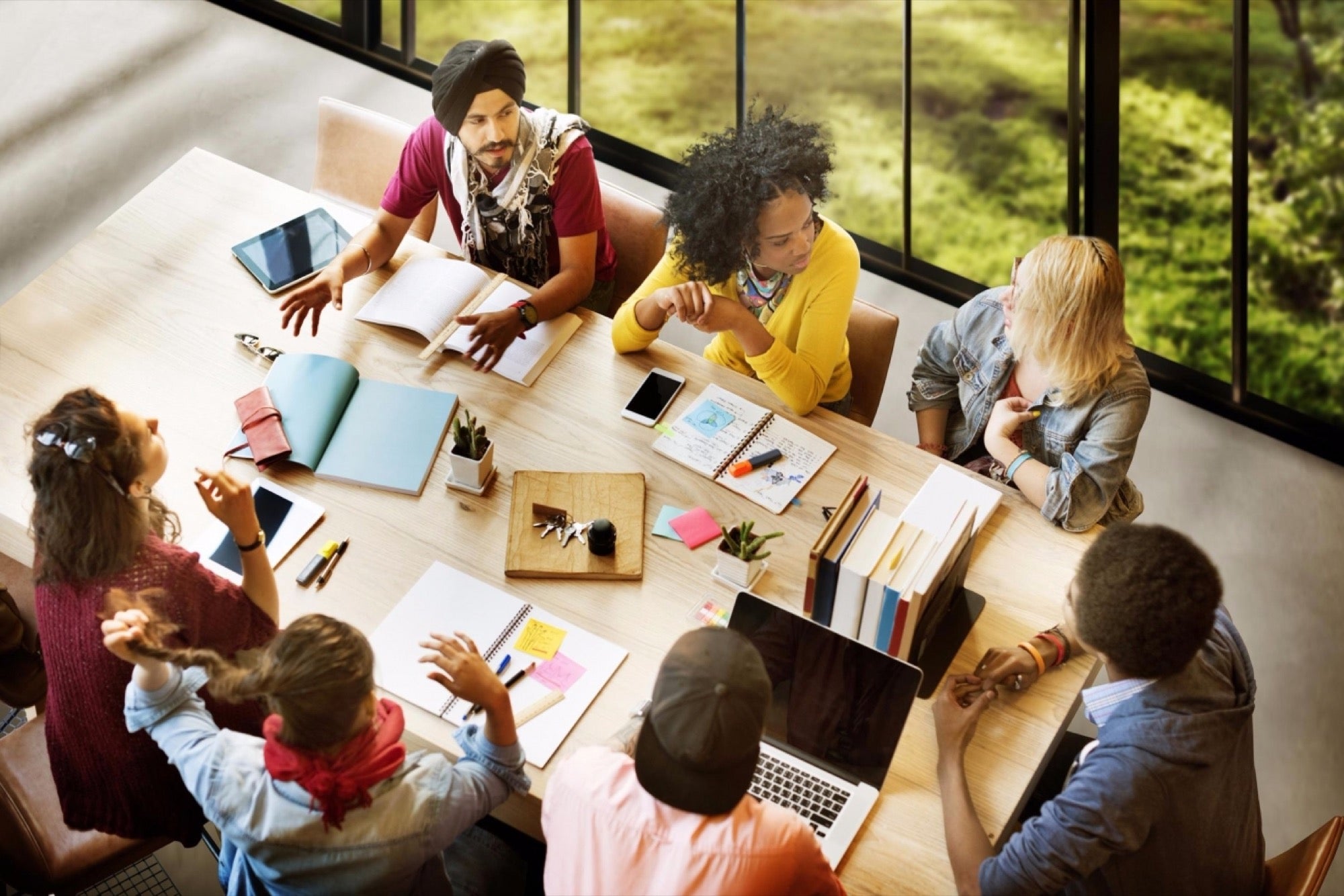 Diverse entrepreneurs discussing startup ideas