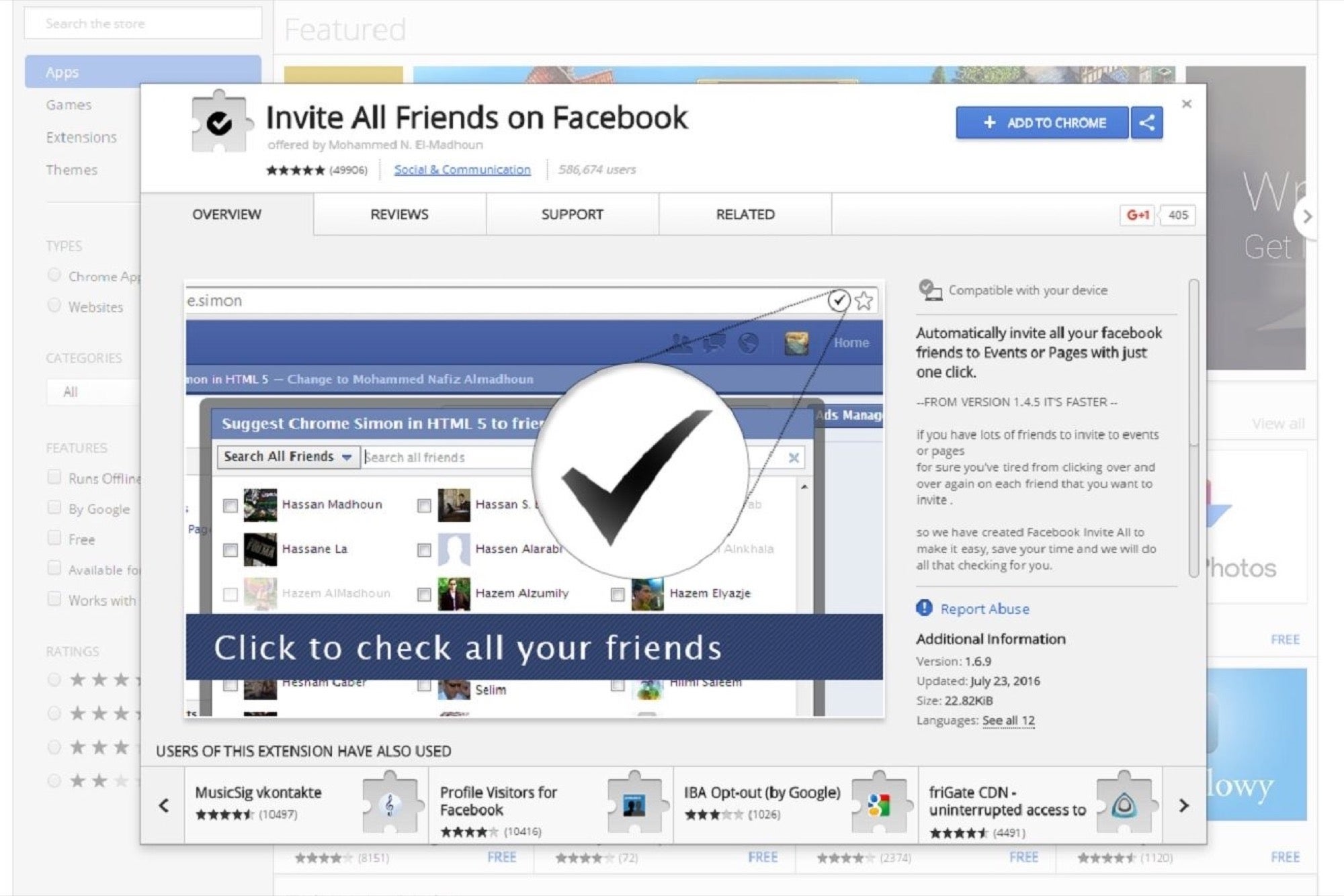 This Extension Let's You Invite All Your Facebook Friends With One