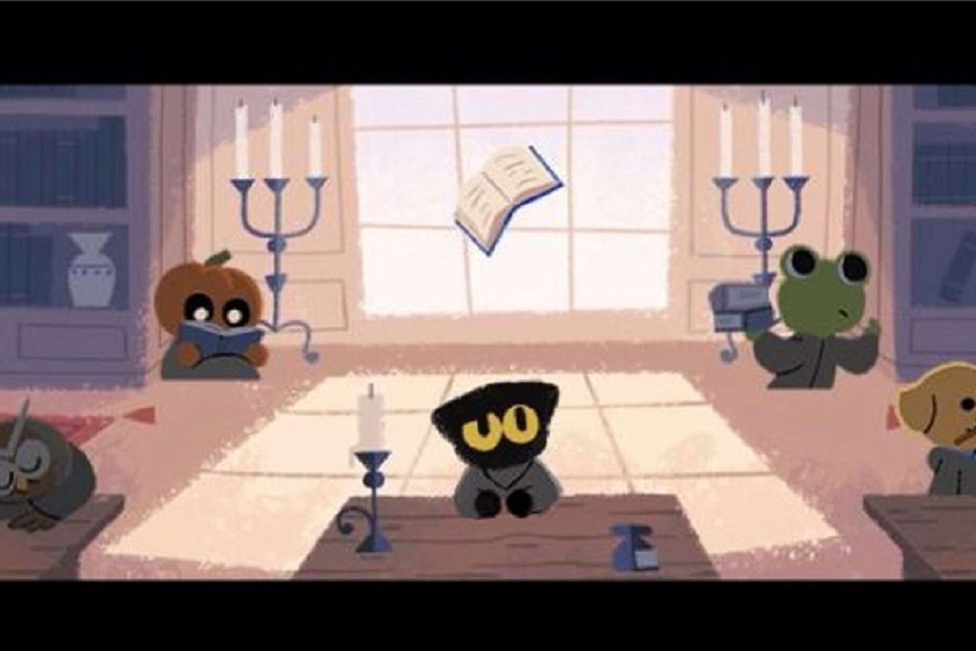 Google doodle halloween cat
