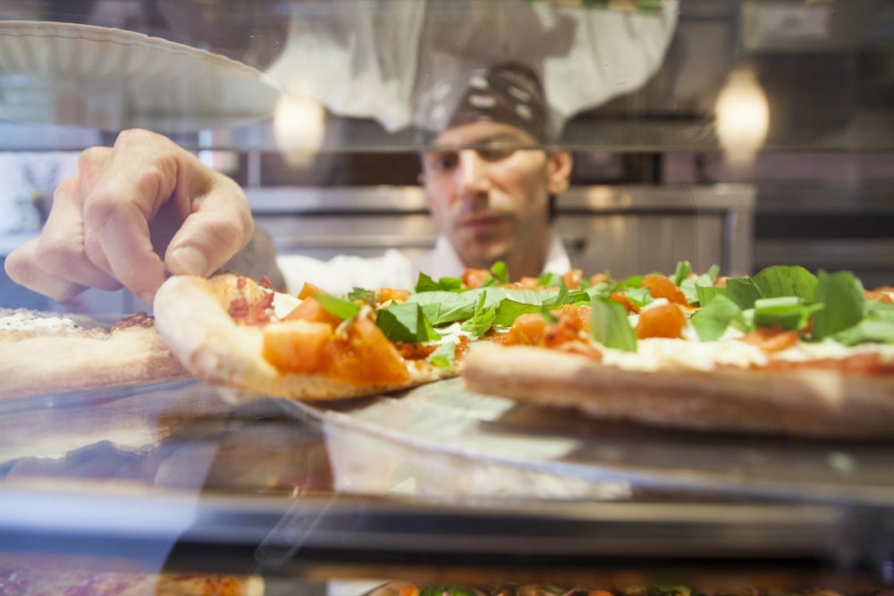 How many square feet of pizza