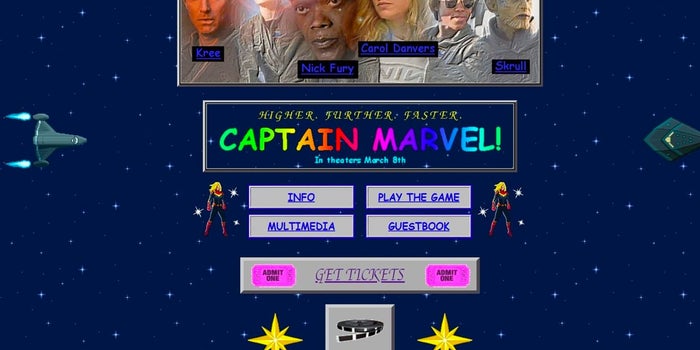 The 'Captain Marvel' Site Revisits Classic '90s Web Design