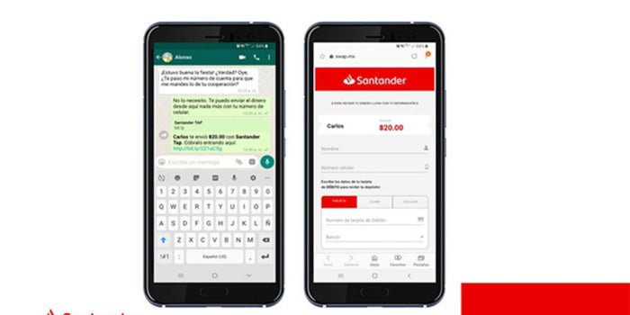 Santander permitirá enviar dinero a través de WhatsApp