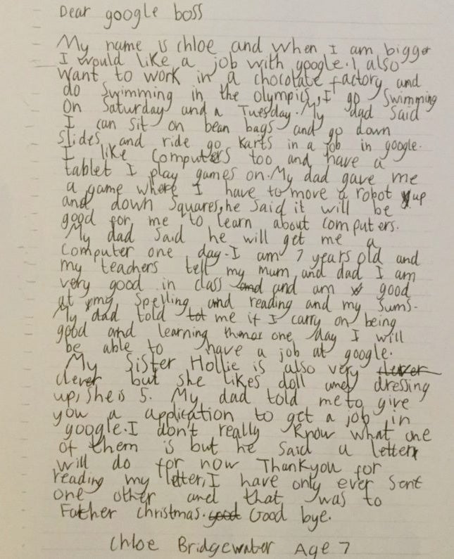 7-Year-Old Pens Letter to 'Google Boss' Asking for a Job and CEO Sundar ...