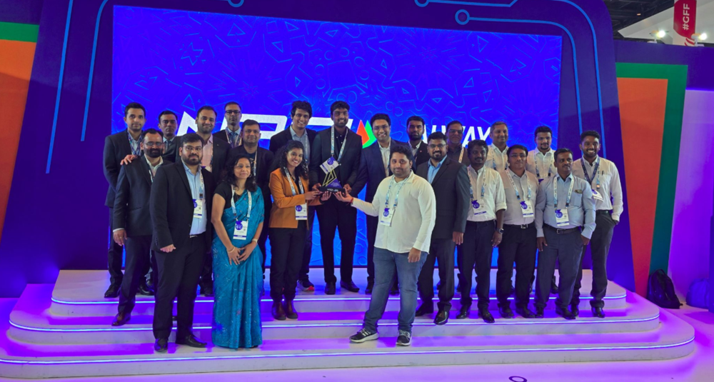 KLN Sai Prasanth (C), Co-Founder, Muse Wearables, with NPCI officials at the wearable payments system initiative launch event held in Mumbai recently