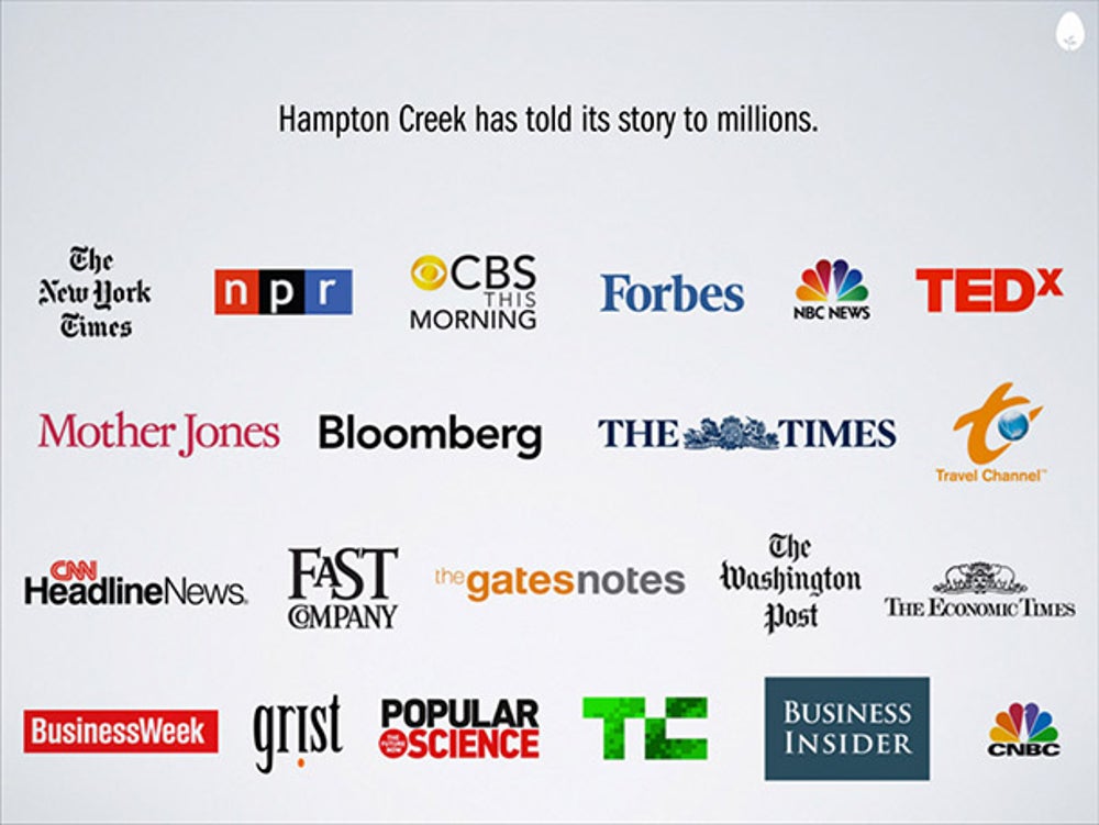 This slide isn't just about how the press talks about Hampton Creek. It's also about the conversation that's happening around food.