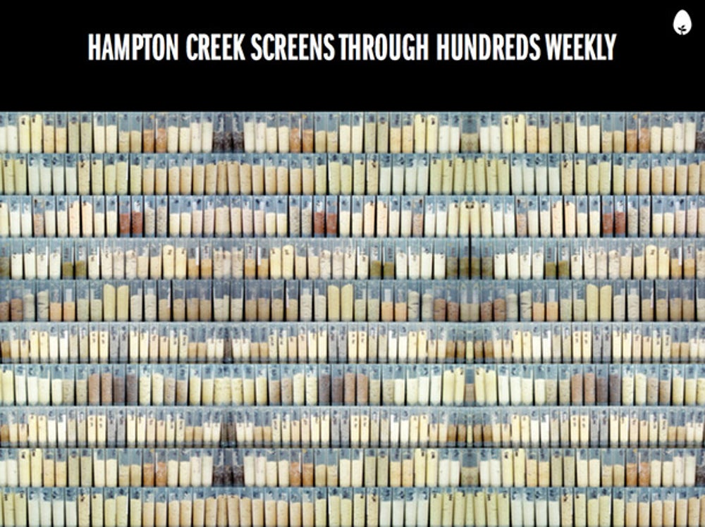 Hampton Creek's scientists have looked at 3,000+ plants. They've identified 11 plants that are right for making the food products it wants to make.