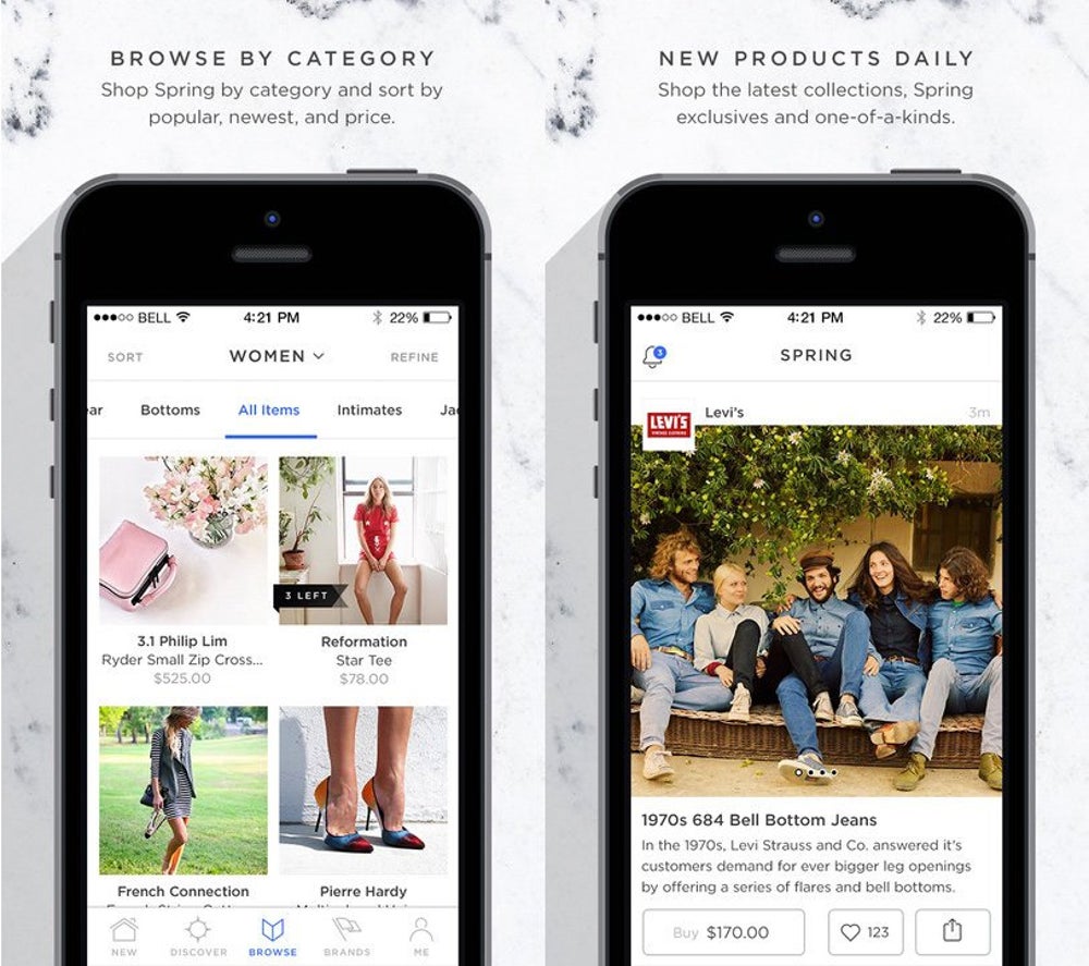 Spring is a shopping app that works with Apple Pay.
