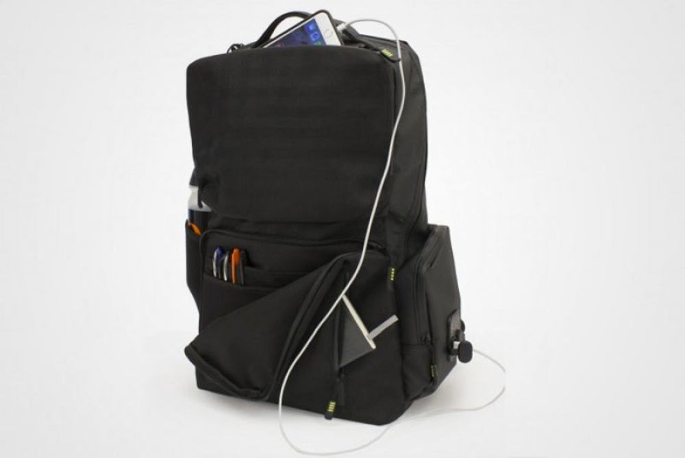 3. Backpack with a portable battery