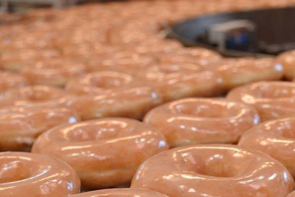 Larger franchise locations can produce up to 12,000 doughnuts per hour.