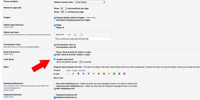 Undo a sent email.