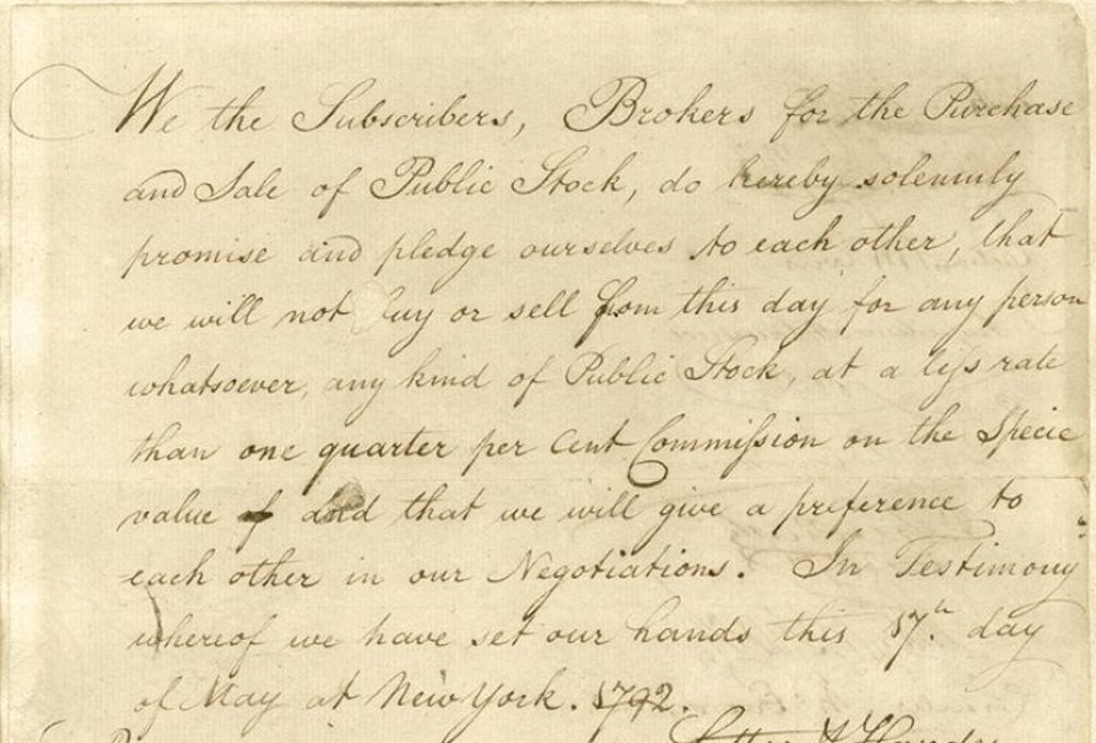 Stocks: New York Stock Exchange founded in 1792