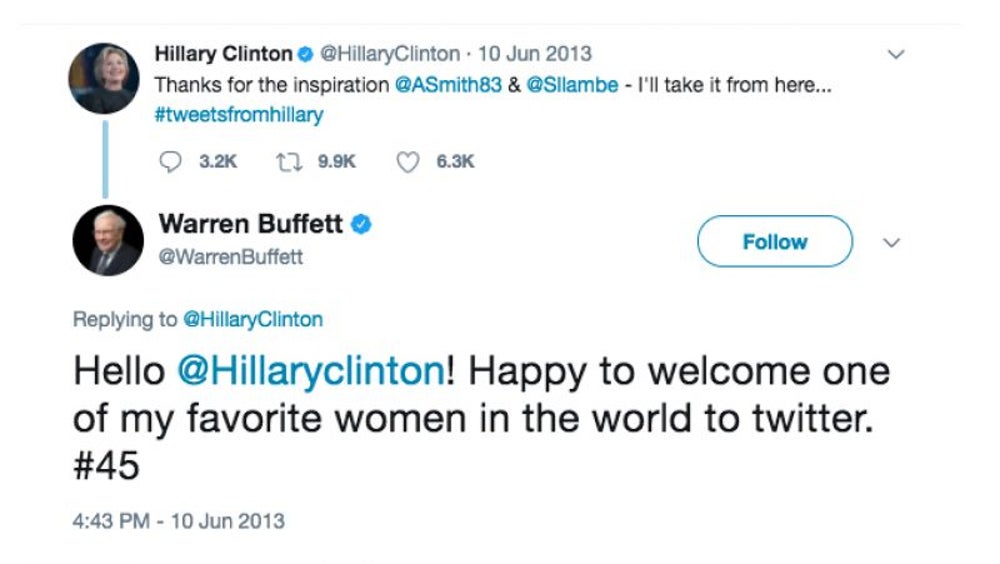 Hillary Clinton is one of his “favorite women in the world.”