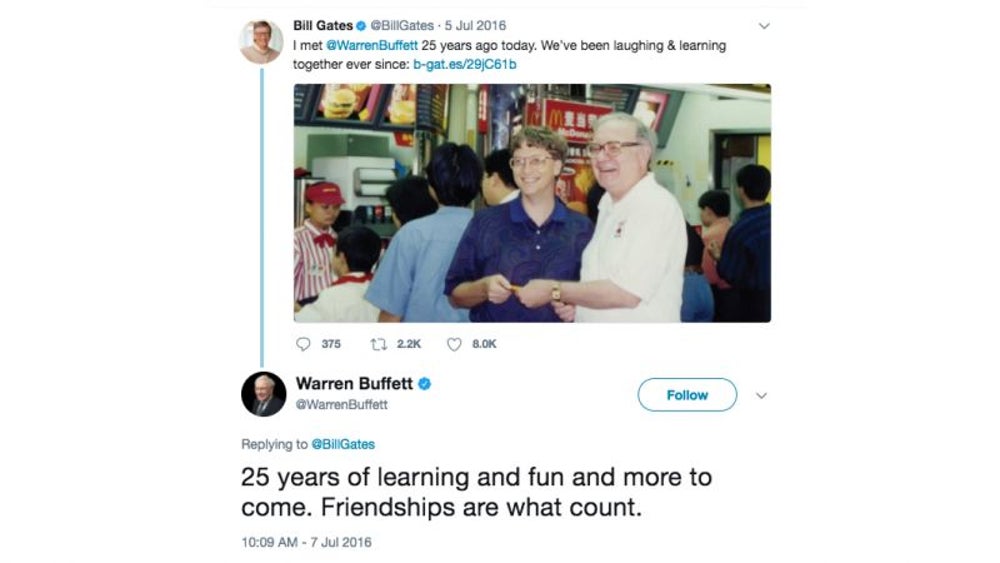 He has normal friendships with other billionaires.