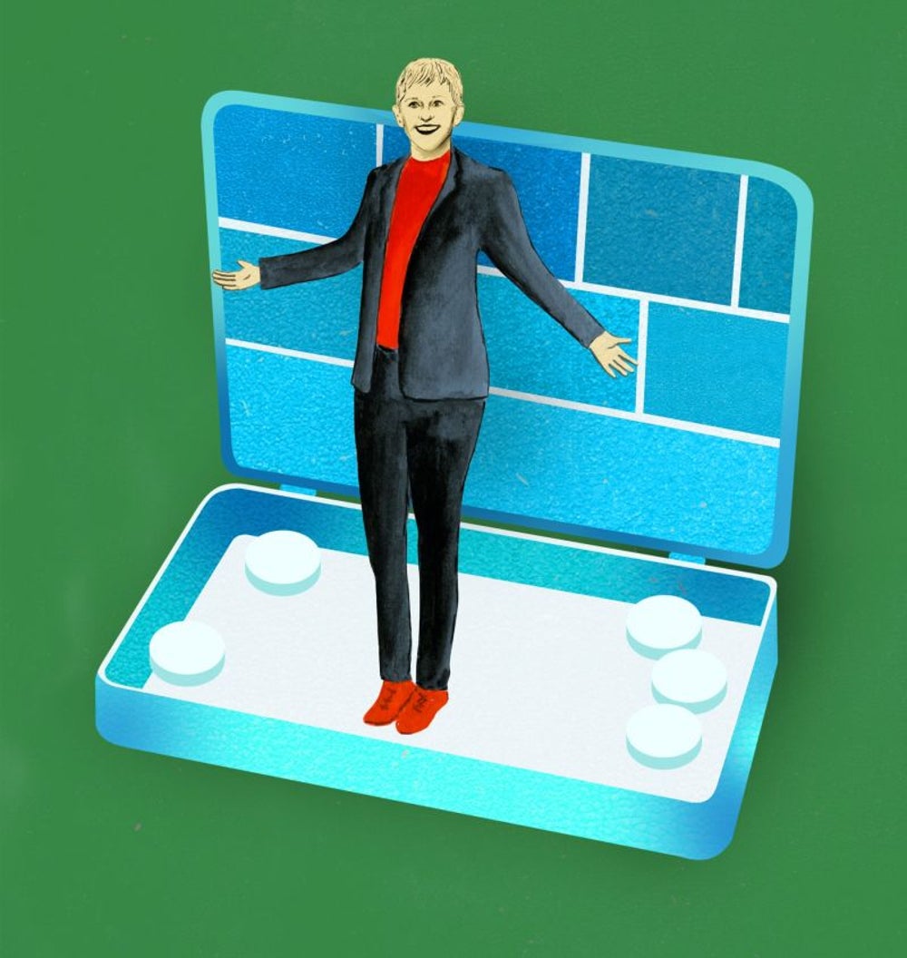 Ellen DeGeneres performs a mint trick.