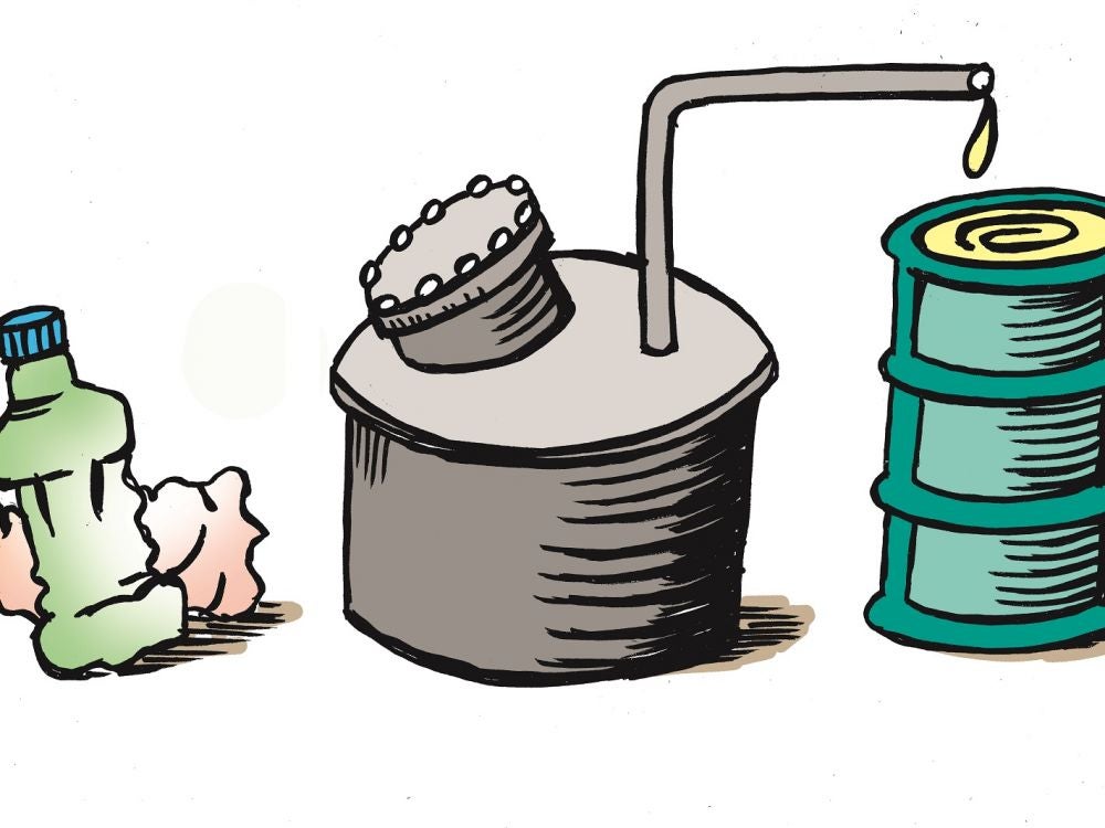 Firing engines with plastic