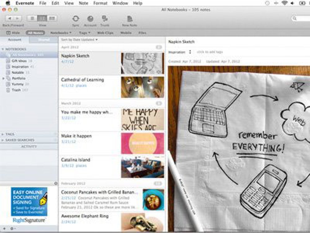 Evernote: Search scanned documents.